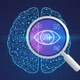 Логотип ThinkLens — мозг и линза для критического чтения