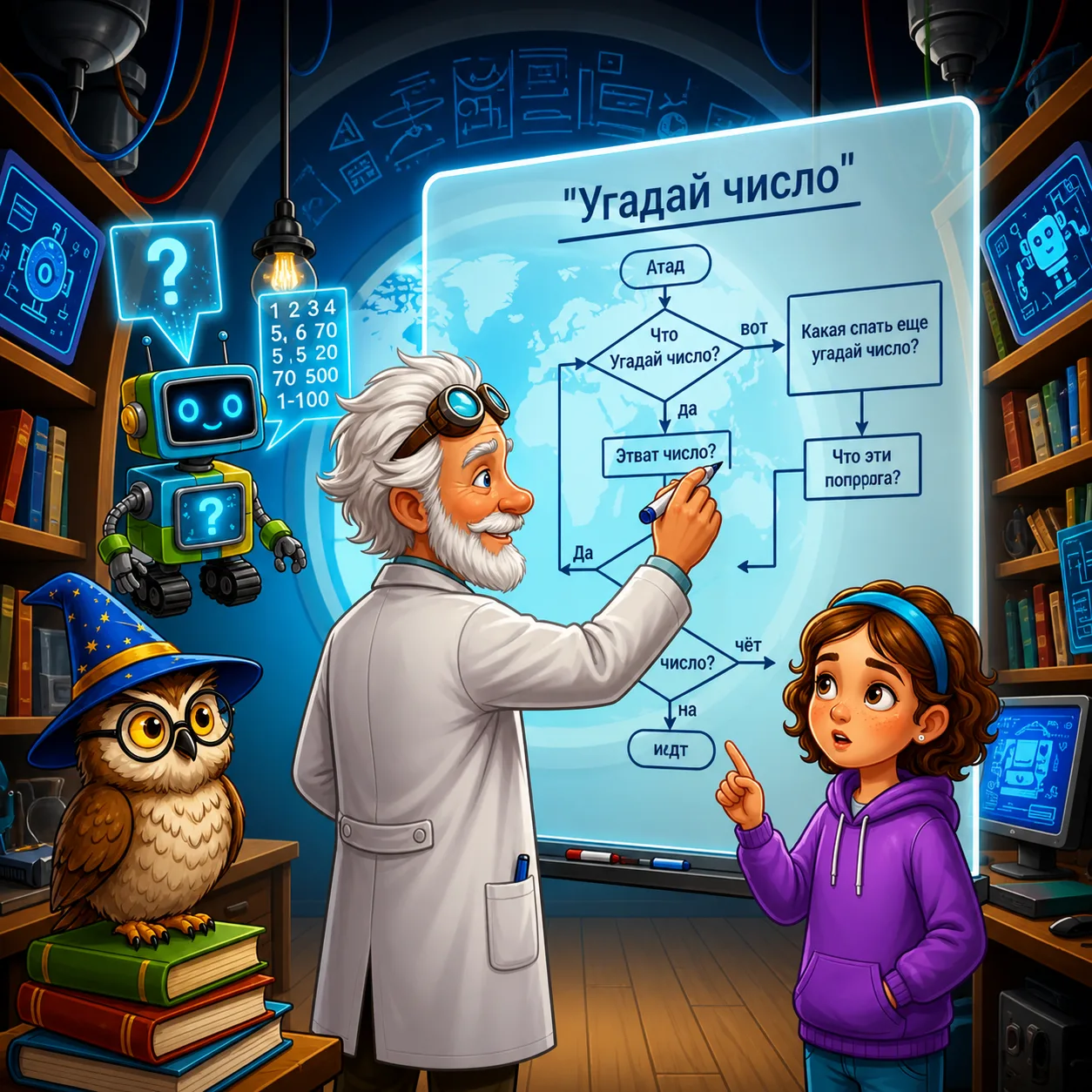 Игра «Угадай число»: блок-схема программы